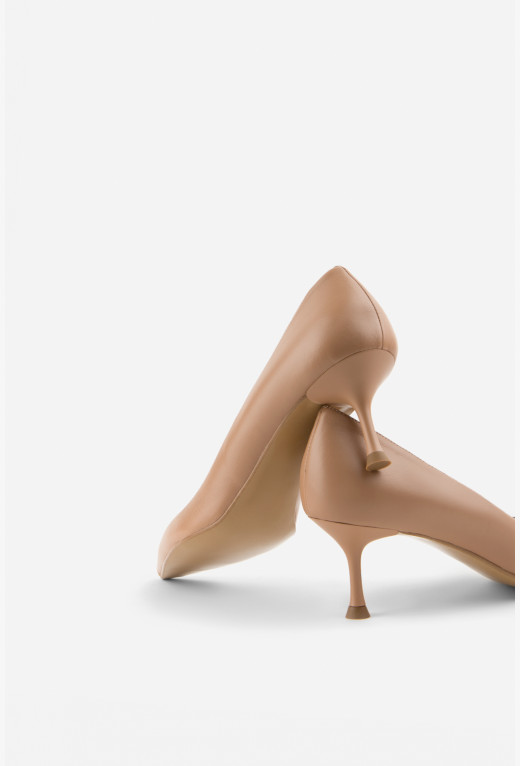 Beige leather kitten heels pumps 5 cm 2900 buy in the