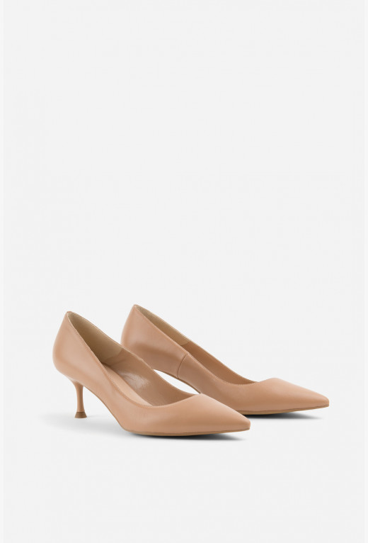 Beige leather kitten heels pumps 5 cm 2900 buy in the