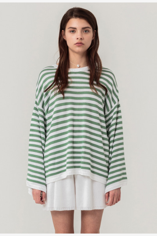 LIO white and green stripes
knit sweater