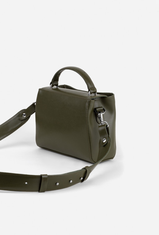 Erna mini green leather bag /silver/