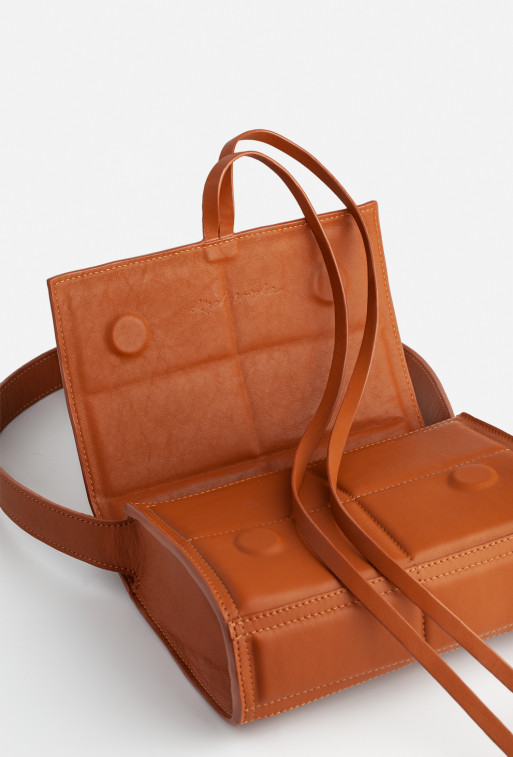 Vianne brown leather 
baguette bag /silver/