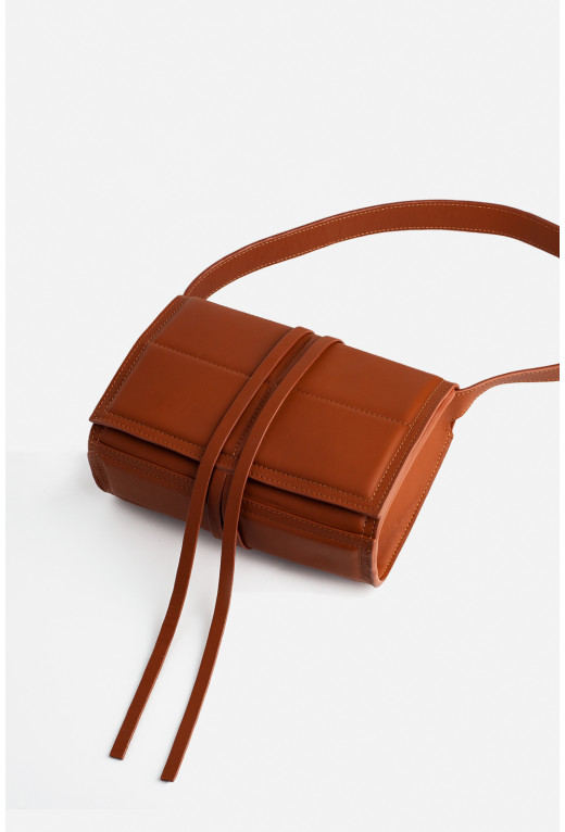 Vianne brown leather 
baguette bag /silver/