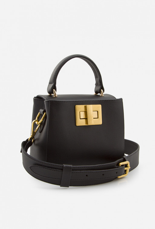 Erna micro RS black leather
city bag /gold/