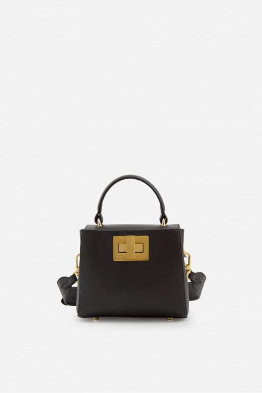 Erna micro RS black leather
city bag /gold/