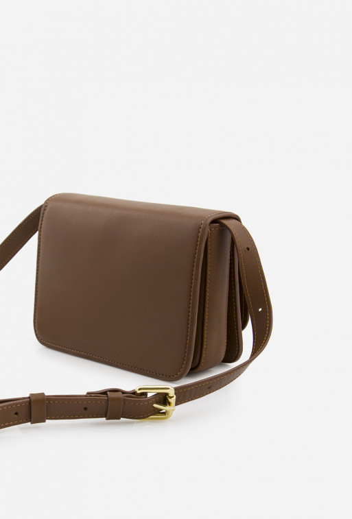 Harper brown leather
cross body bag /gold/