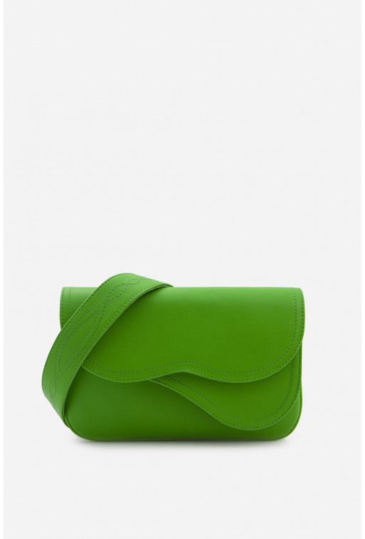 Кросбоді Saddle bag 2
з зеленої фактурної шкіри /срібло/