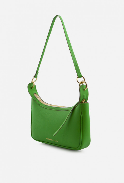Gia green leather
baguette bag /gold/