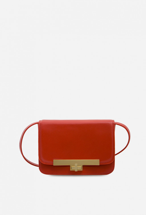 Harper red leather crossbody bag /gold/