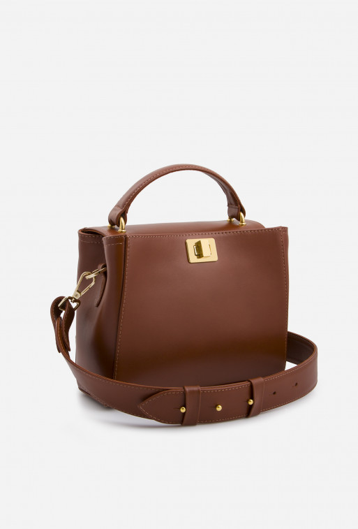 Erna mini
brown leather city bag /gold/
