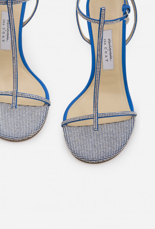 Katya blue satin sandals /9 cm/