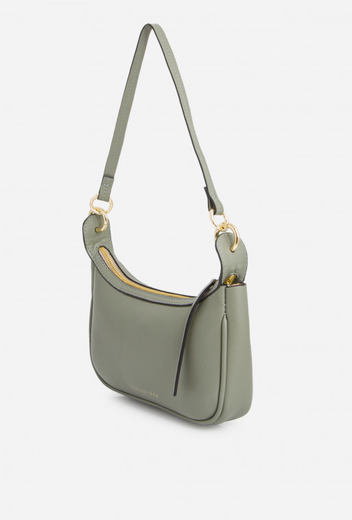 Gia green gray leather
baguette bag /gold/