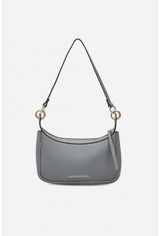 Gia grey leather
baguette bag /gold/