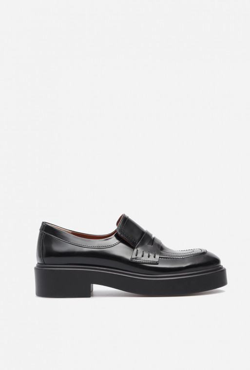 Cameron black shiny leather loafers