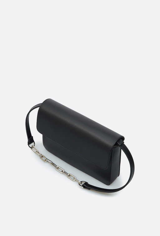 Carrie black matte leather cross body /silver/