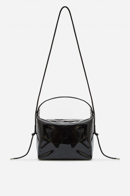 Selma mini black leather
shoulder bag /silver/
