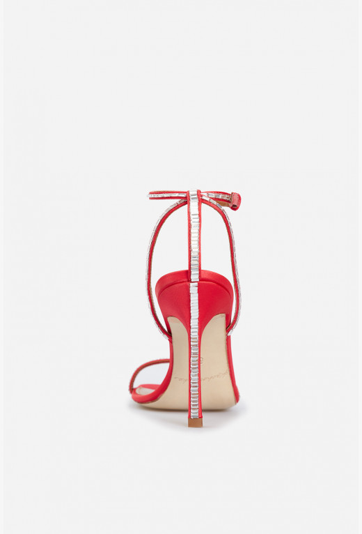 Red satin store sandals