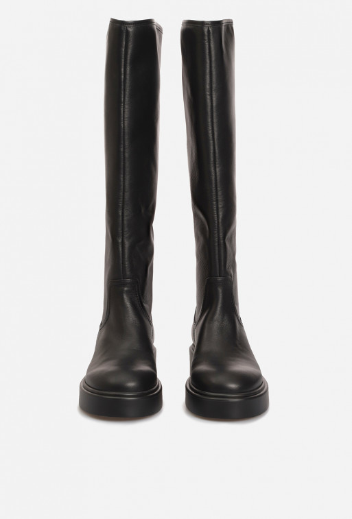 Melanie black leather knee boots /baize/