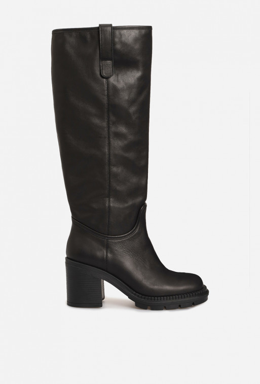 Marta black leather knee boots /baize/