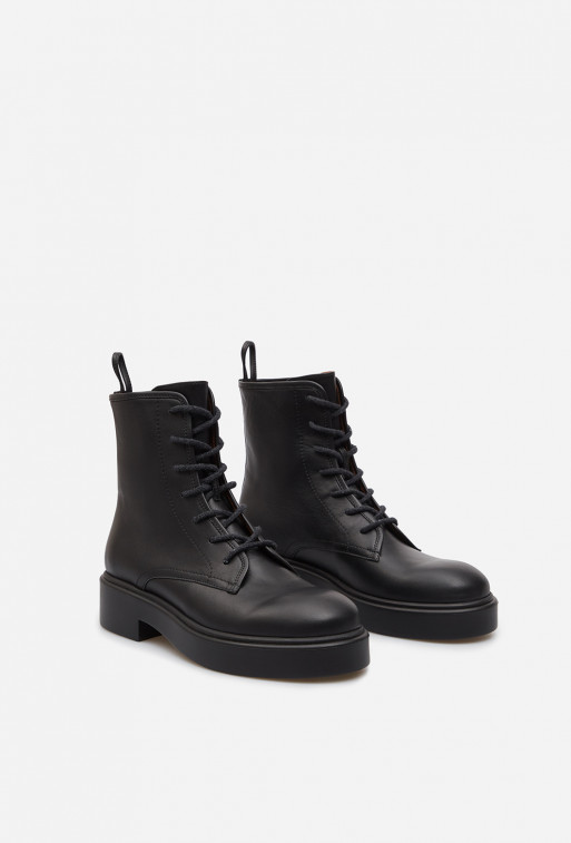 Lina black leather boots