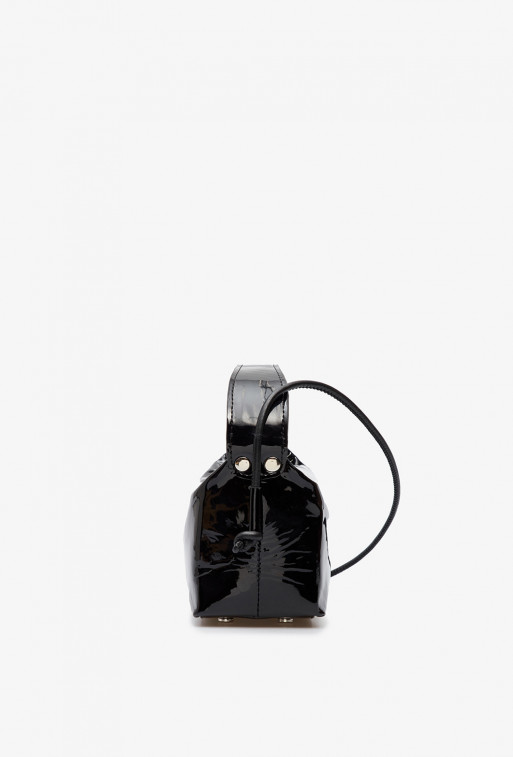 Selma micro black leather
cross-body bag /silver/