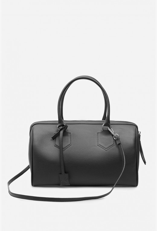 Drew L black leather shoulder bag /silver/