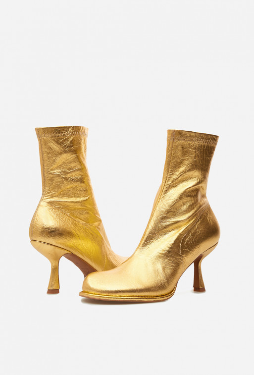 Blanca golden leather ankle boots