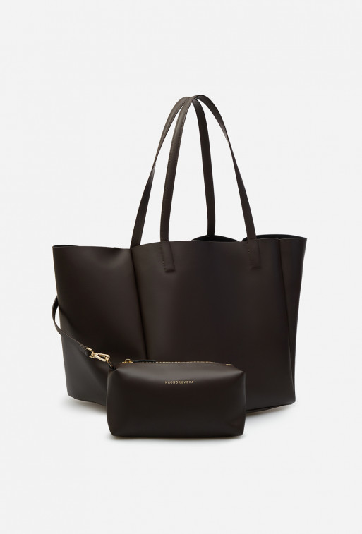 Matilda brown leather
shopper bag /gold/