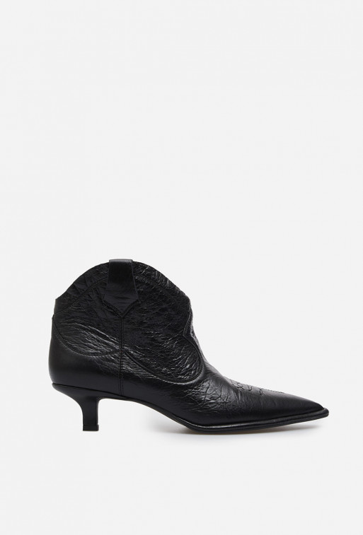 Cherilyn black leather cowboy boots