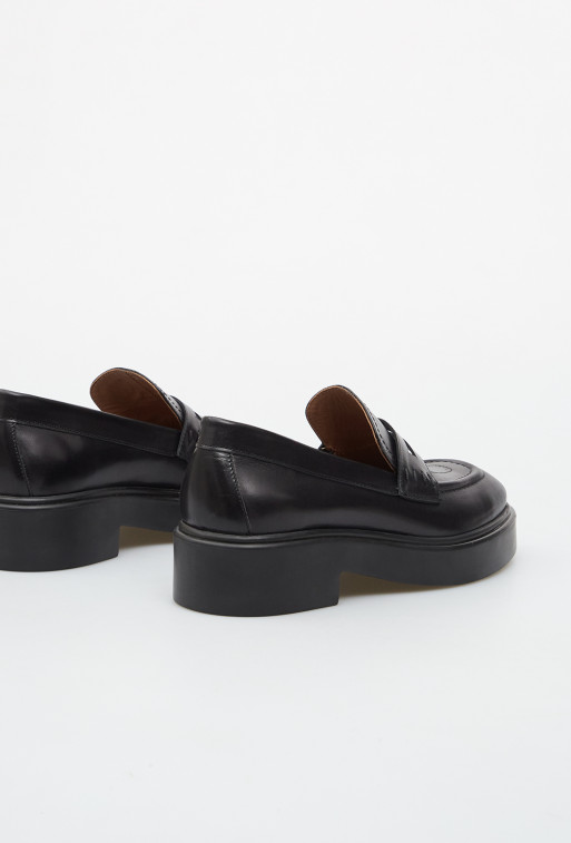 Cameron black leather loafers