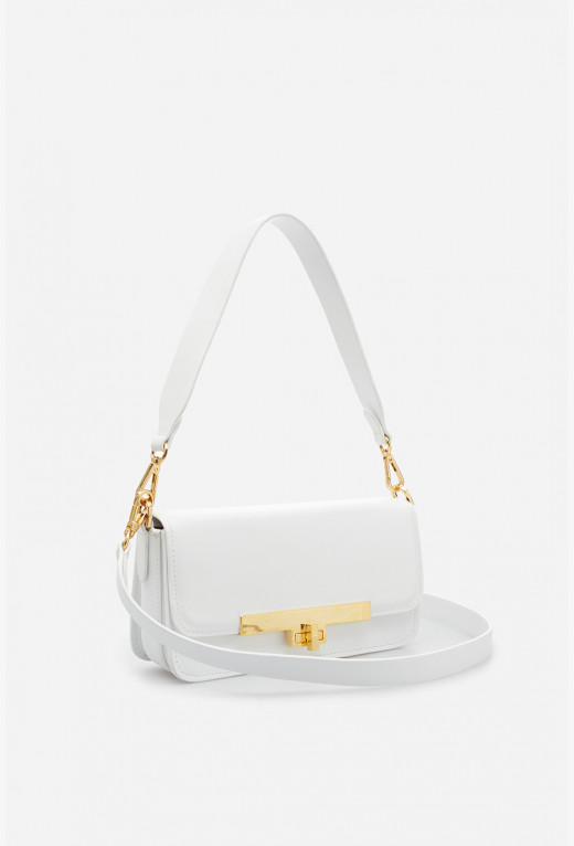 Harper white leather
baguette bag /gold/