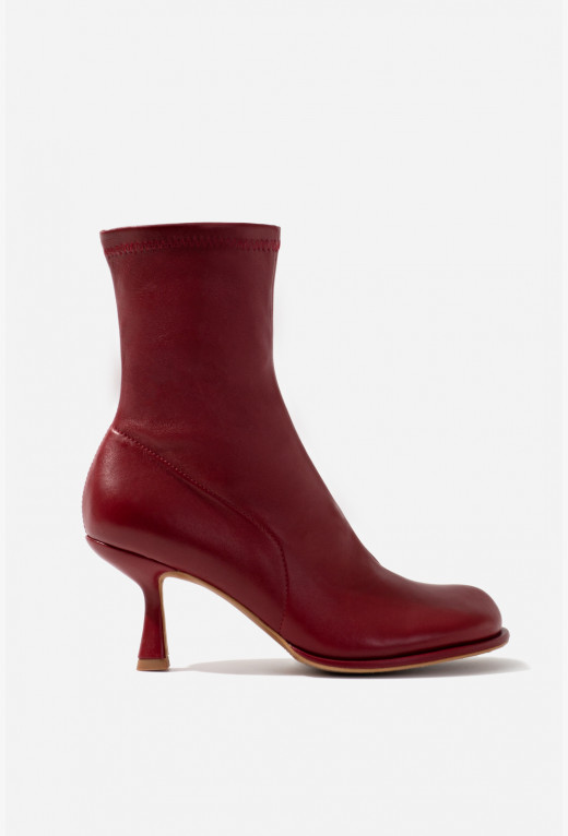 Blanca bordeaux leather ankle boots