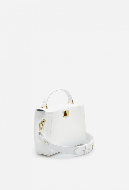 Erna mini white leather bag /gold/