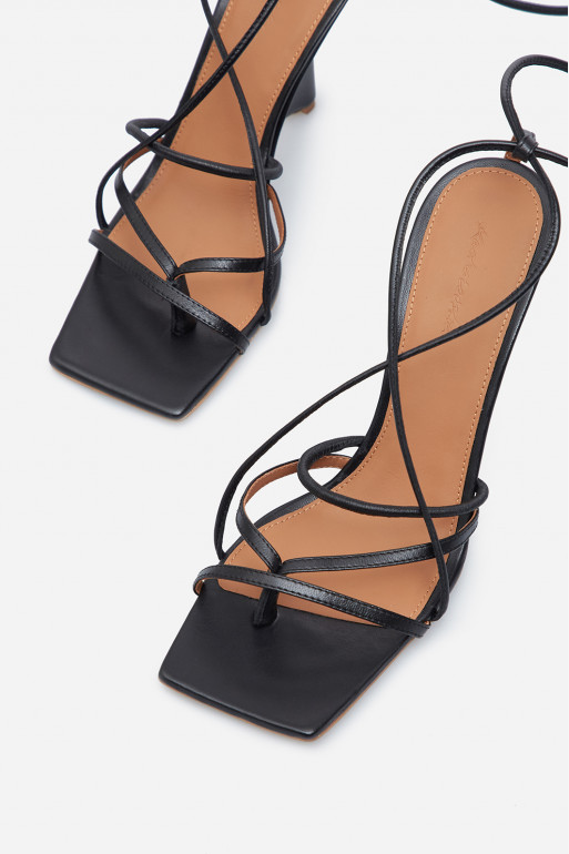 Liv black leather sandals /9 cm/