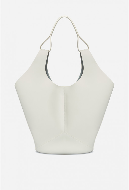 Khrystia milk leather shopper bag /silver/