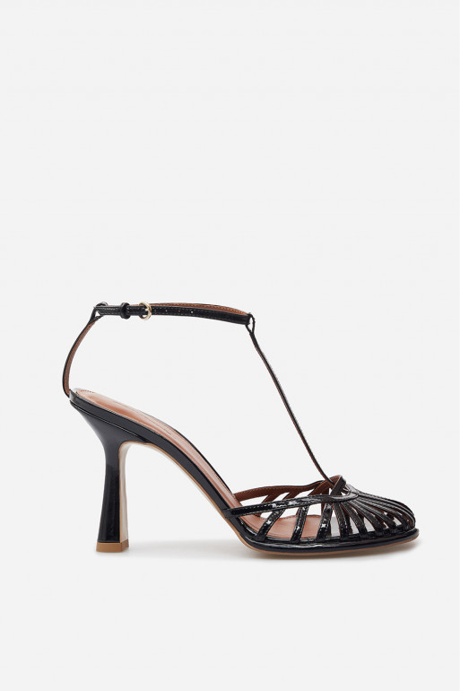Goldie black patent-leather sandals /9 cm/