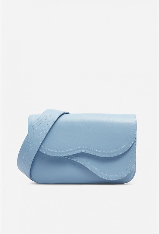 Кросбоді Saddle bag 2
з блакитної фактурної шкіри /срібло/