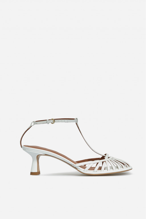 Goldie white patent-leather sandals / 5 cm/