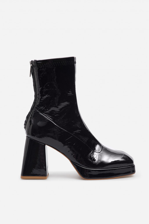 Christina black patent leather ankle boots