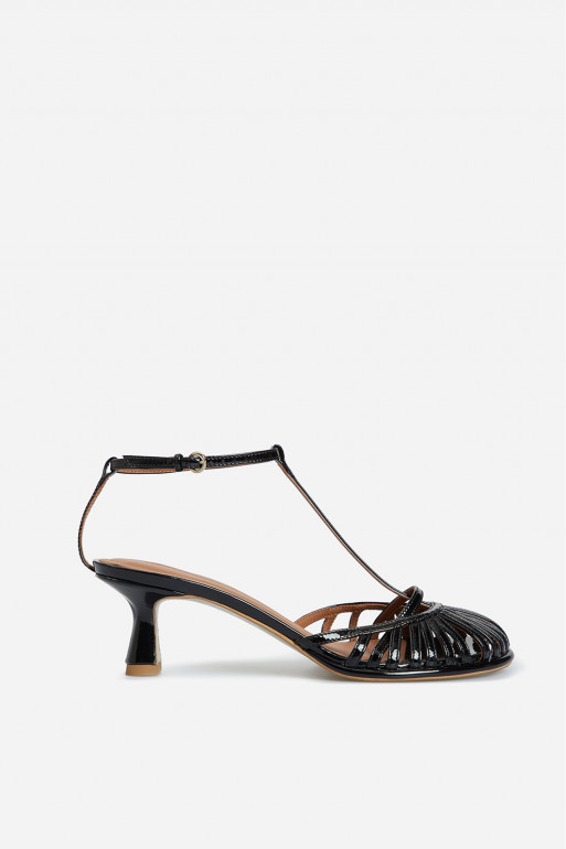 Goldie black patent-leather sandals / 5 cm/