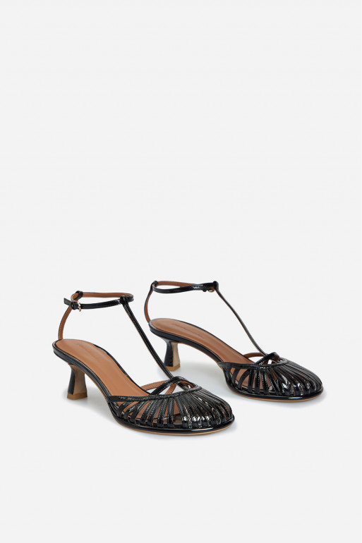 Goldie black patent-leather sandals / 5 cm/
