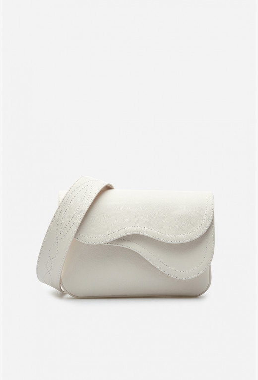 Кросбоді Saddle bag mini з молочної фактурної шкіри /срібло/