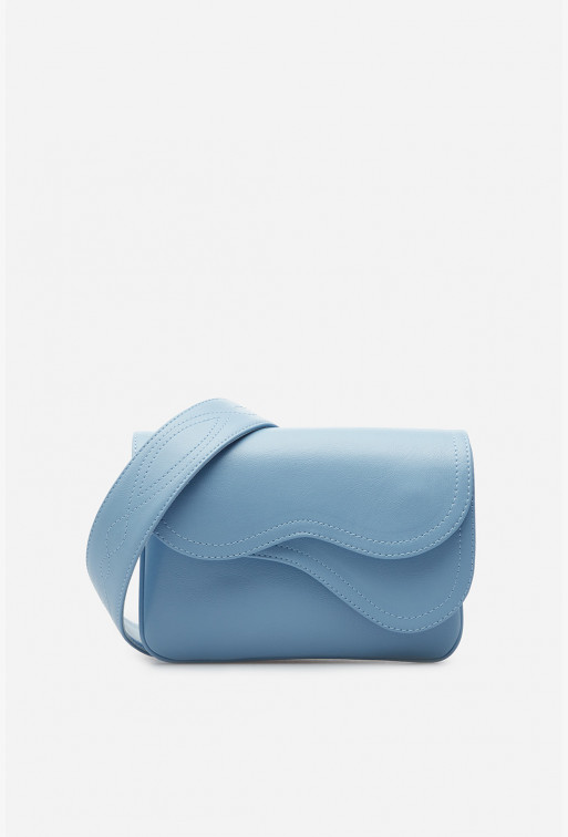 Кросбоді Saddle bag mini з блакитної шкіри /срібло/
