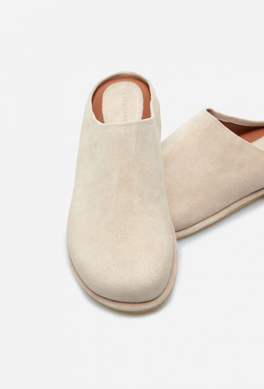 Claire light-beige leather mules