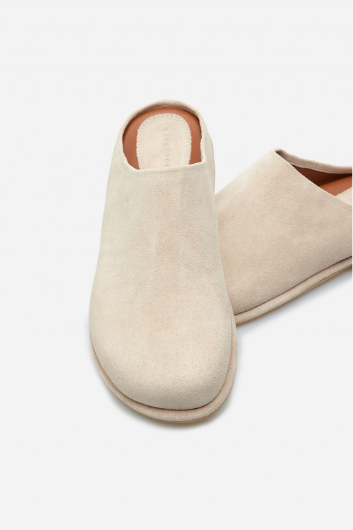 Claire light-beige leather mules