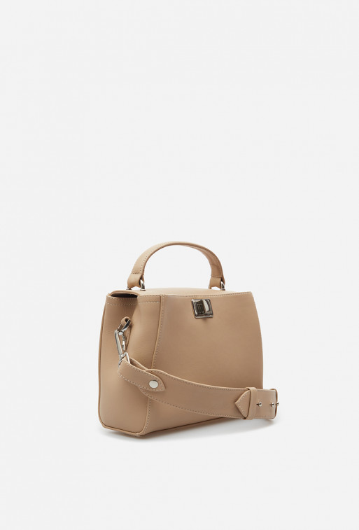 Erna mini beige leather bag /silver/