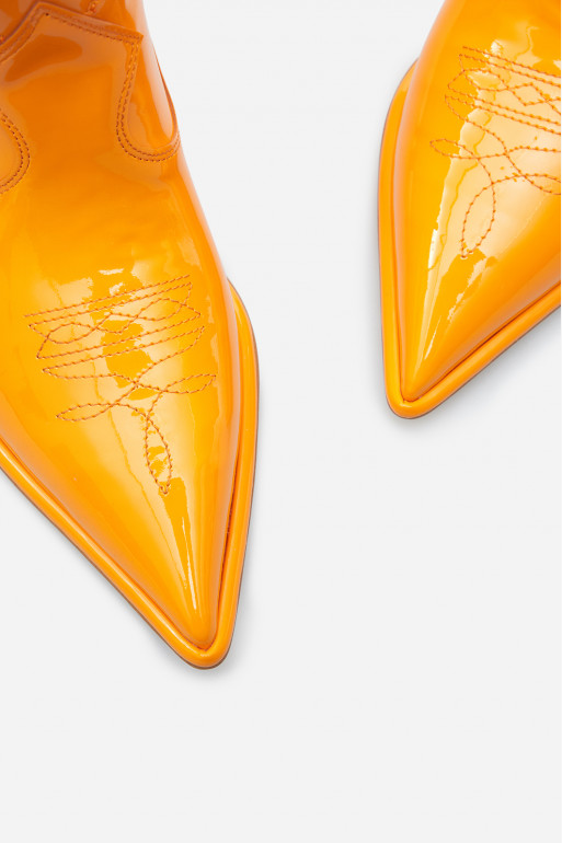 Cherilyn orange patent cowboy boots