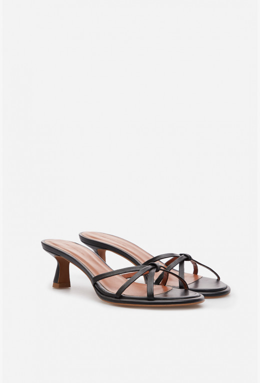 Mona black leather sandals 5 cm