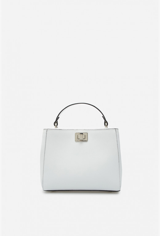 Erna mini terra white leather city bag /silver/