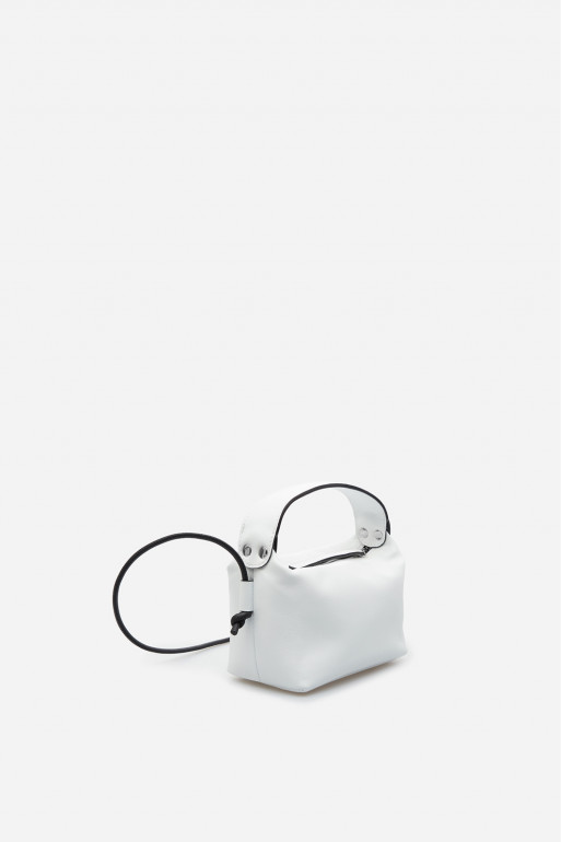 Selma micro BL white leather bag /silver/