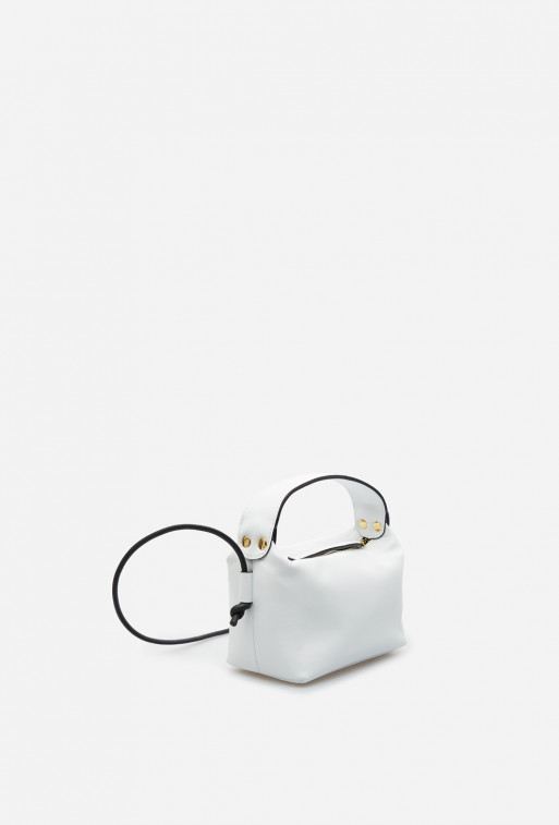Selma micro BL white leather bag /silver/